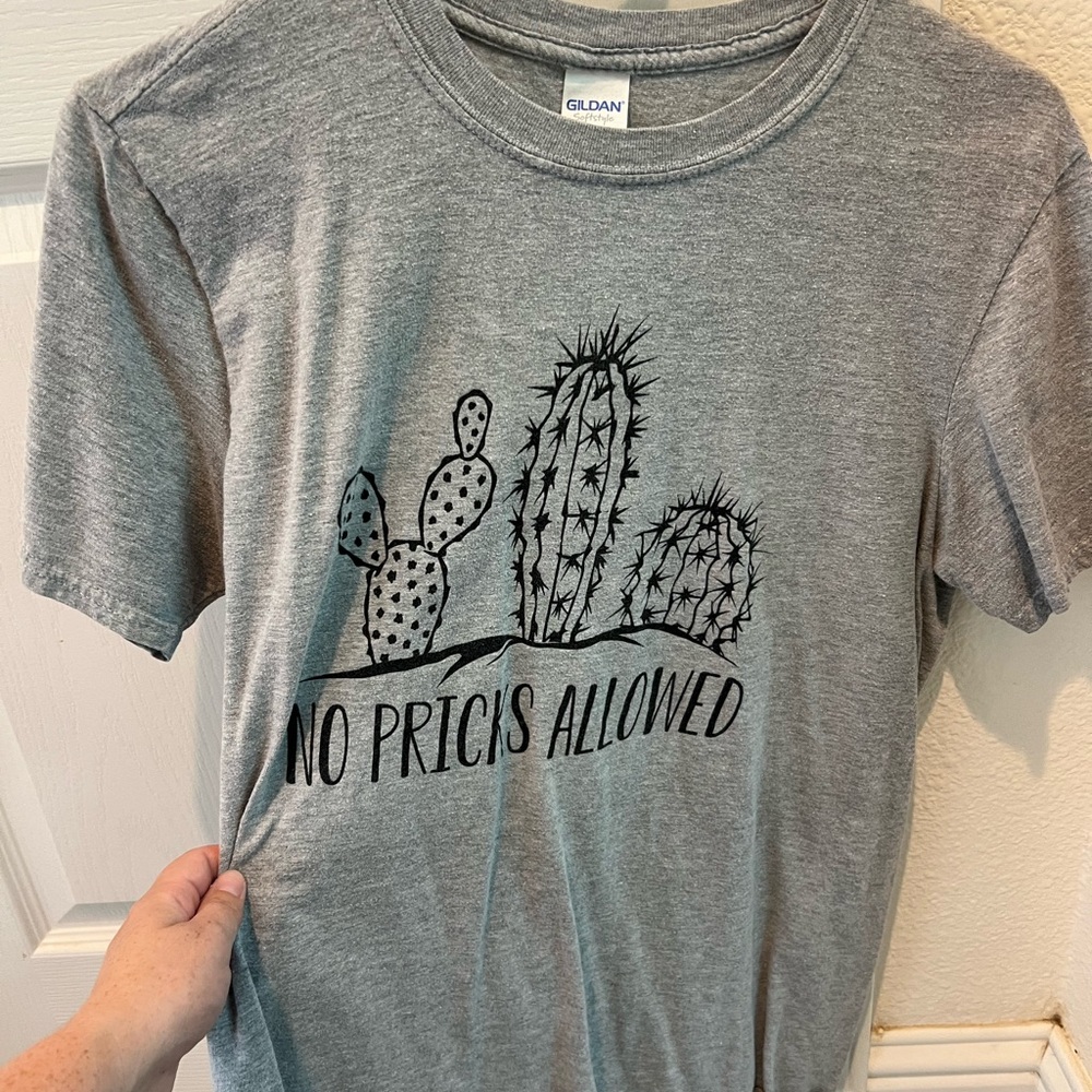 Gildan Gray Softstyle Tee with Cactus Design